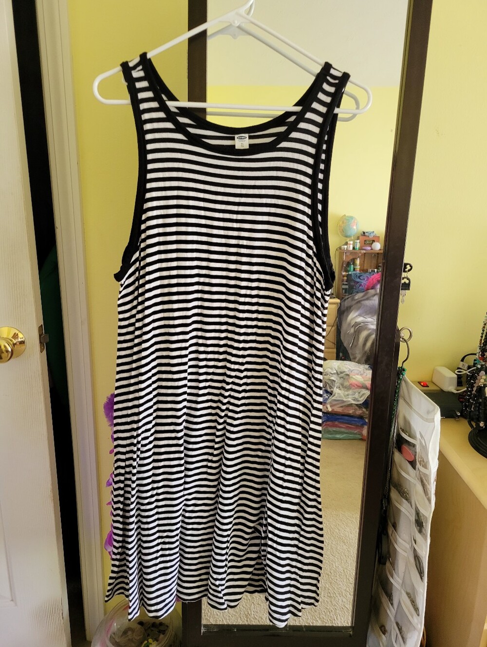 Old Navy Black and White Striped Tank Dress